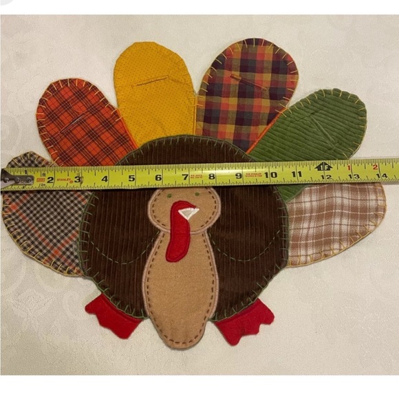 Set of 2 Pottery Barn Thanksgiving turkey placemat quilted holiday kid table fun - Picture 3 of 10